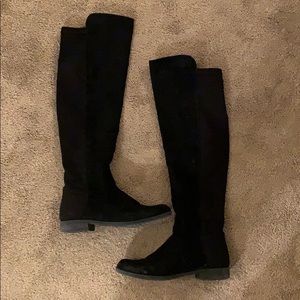 Suede black over the knee boots